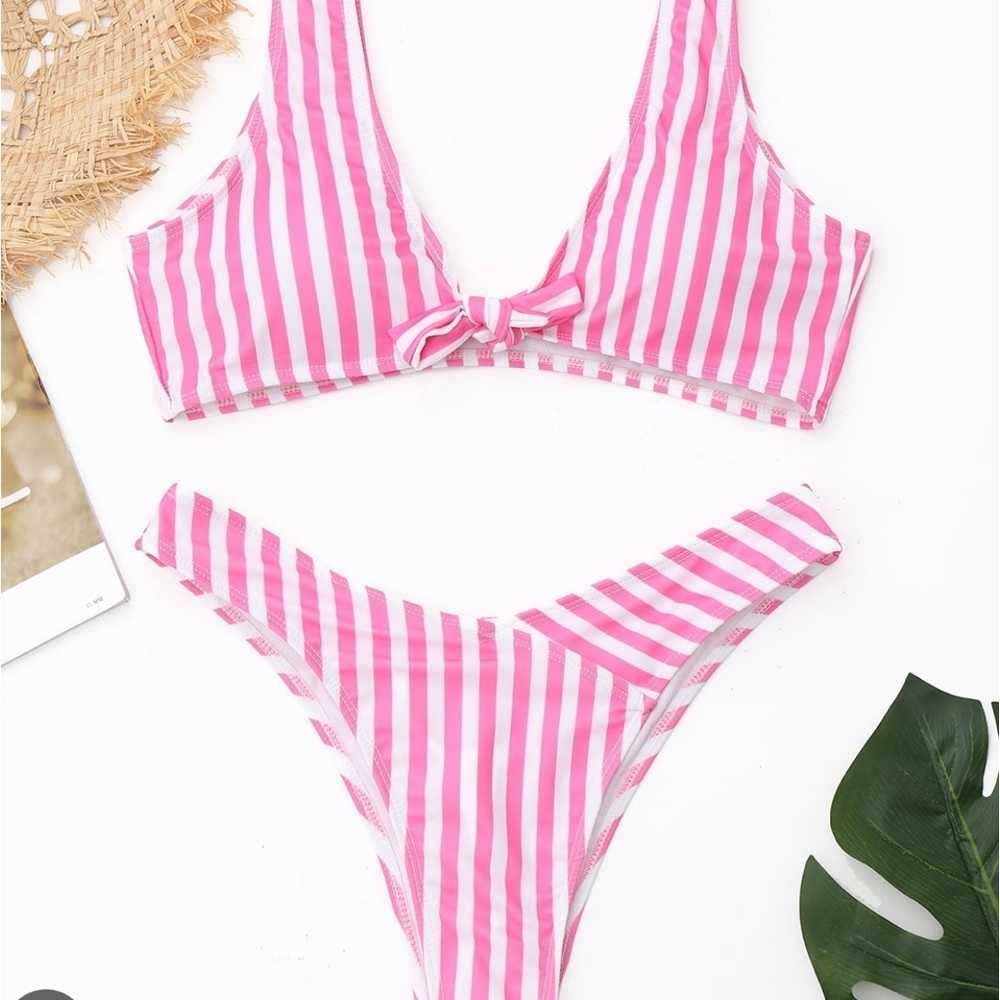 zaful bikini pink and white stripes - Picture 4 of 9